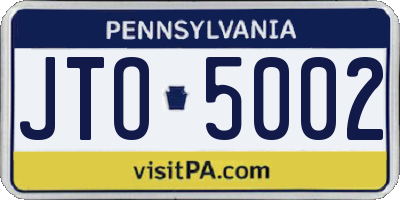 PA license plate JTO5002