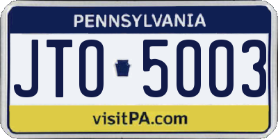 PA license plate JTO5003