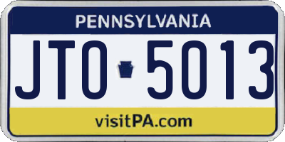 PA license plate JTO5013