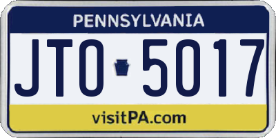 PA license plate JTO5017