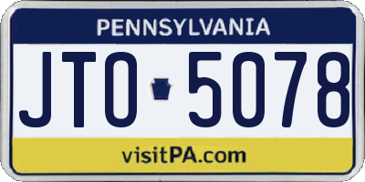 PA license plate JTO5078