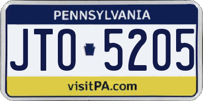 PA license plate JTO5205