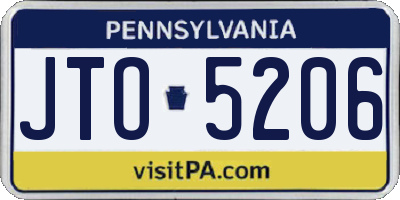 PA license plate JTO5206