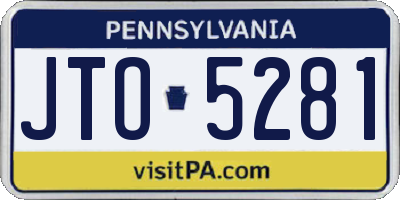 PA license plate JTO5281