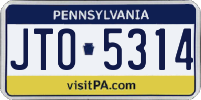 PA license plate JTO5314