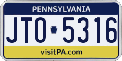 PA license plate JTO5316