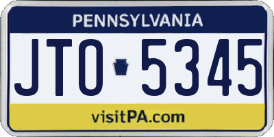 PA license plate JTO5345