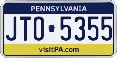 PA license plate JTO5355