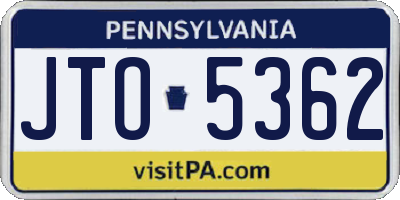 PA license plate JTO5362