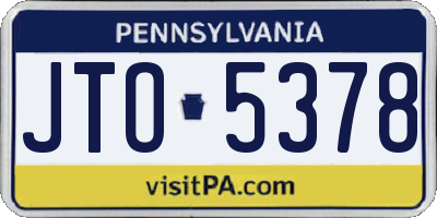 PA license plate JTO5378