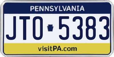 PA license plate JTO5383