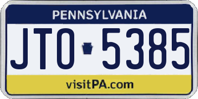 PA license plate JTO5385