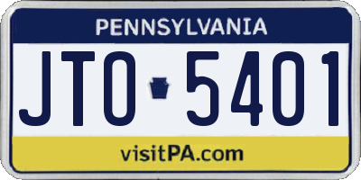 PA license plate JTO5401