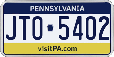 PA license plate JTO5402