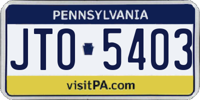 PA license plate JTO5403