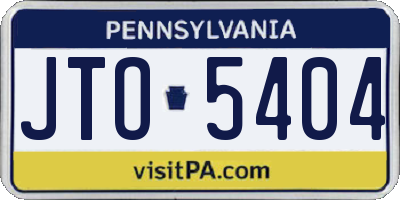 PA license plate JTO5404