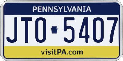PA license plate JTO5407
