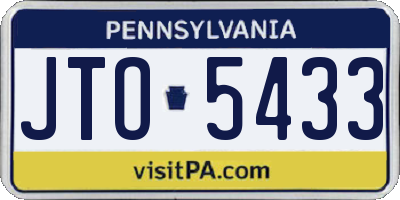 PA license plate JTO5433