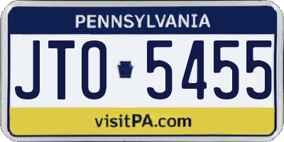 PA license plate JTO5455