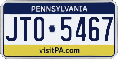 PA license plate JTO5467