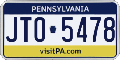 PA license plate JTO5478