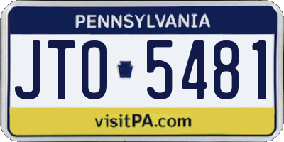 PA license plate JTO5481