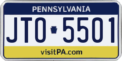 PA license plate JTO5501
