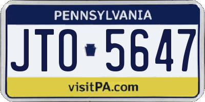 PA license plate JTO5647