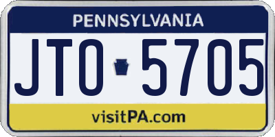 PA license plate JTO5705