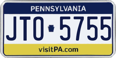 PA license plate JTO5755