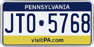 PA license plate JTO5768