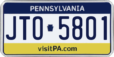 PA license plate JTO5801
