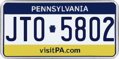 PA license plate JTO5802