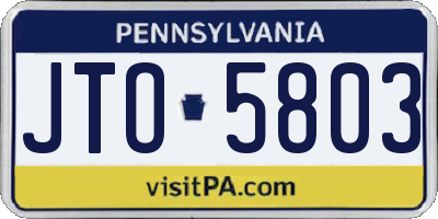 PA license plate JTO5803