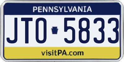 PA license plate JTO5833