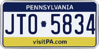 PA license plate JTO5834