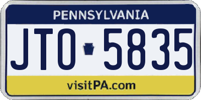 PA license plate JTO5835