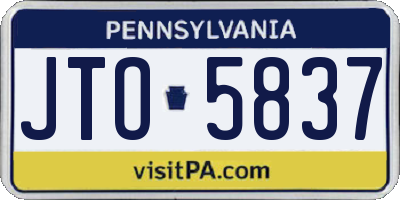 PA license plate JTO5837