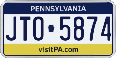 PA license plate JTO5874