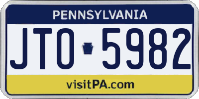 PA license plate JTO5982