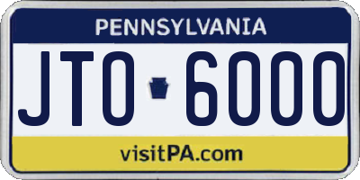 PA license plate JTO6000