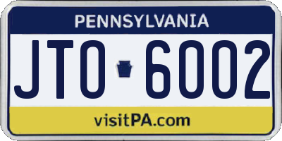 PA license plate JTO6002