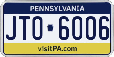 PA license plate JTO6006