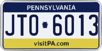 PA license plate JTO6013