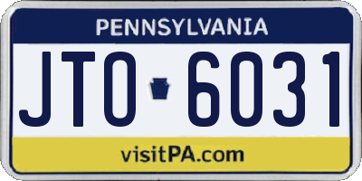 PA license plate JTO6031