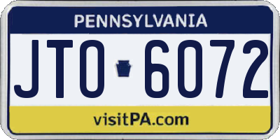 PA license plate JTO6072