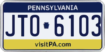 PA license plate JTO6103