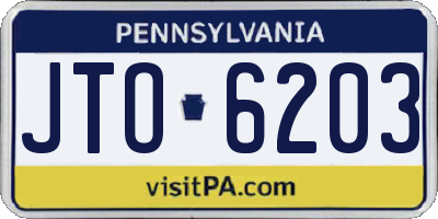 PA license plate JTO6203