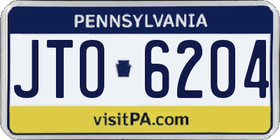 PA license plate JTO6204