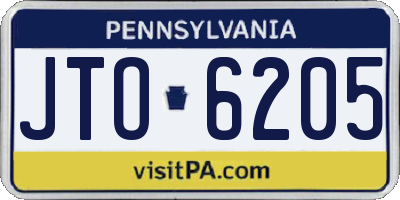 PA license plate JTO6205